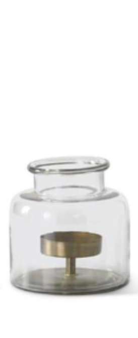 Clear Glass Jars with Metal Pillar Candleholde