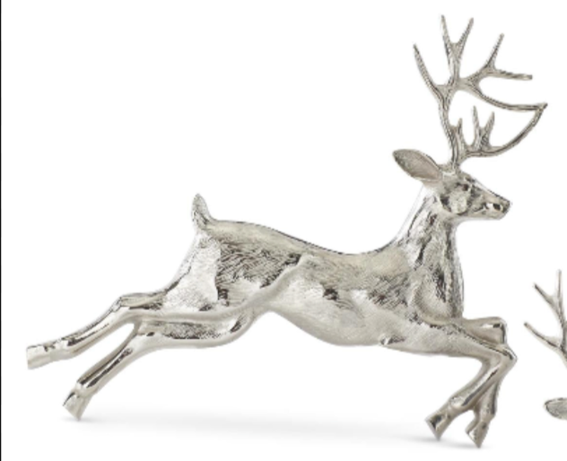 Silver Metal Leaping Deer Wall Art