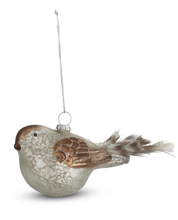 White Mercury Glass Bird Ornaments