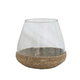Glass Candle Holder Vase With Woven Jute Base