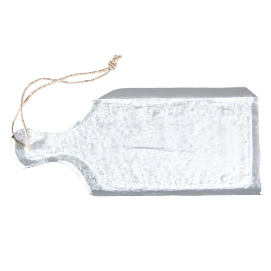 Textured Glass Cheese Serving Board with Handle and Jute Tie