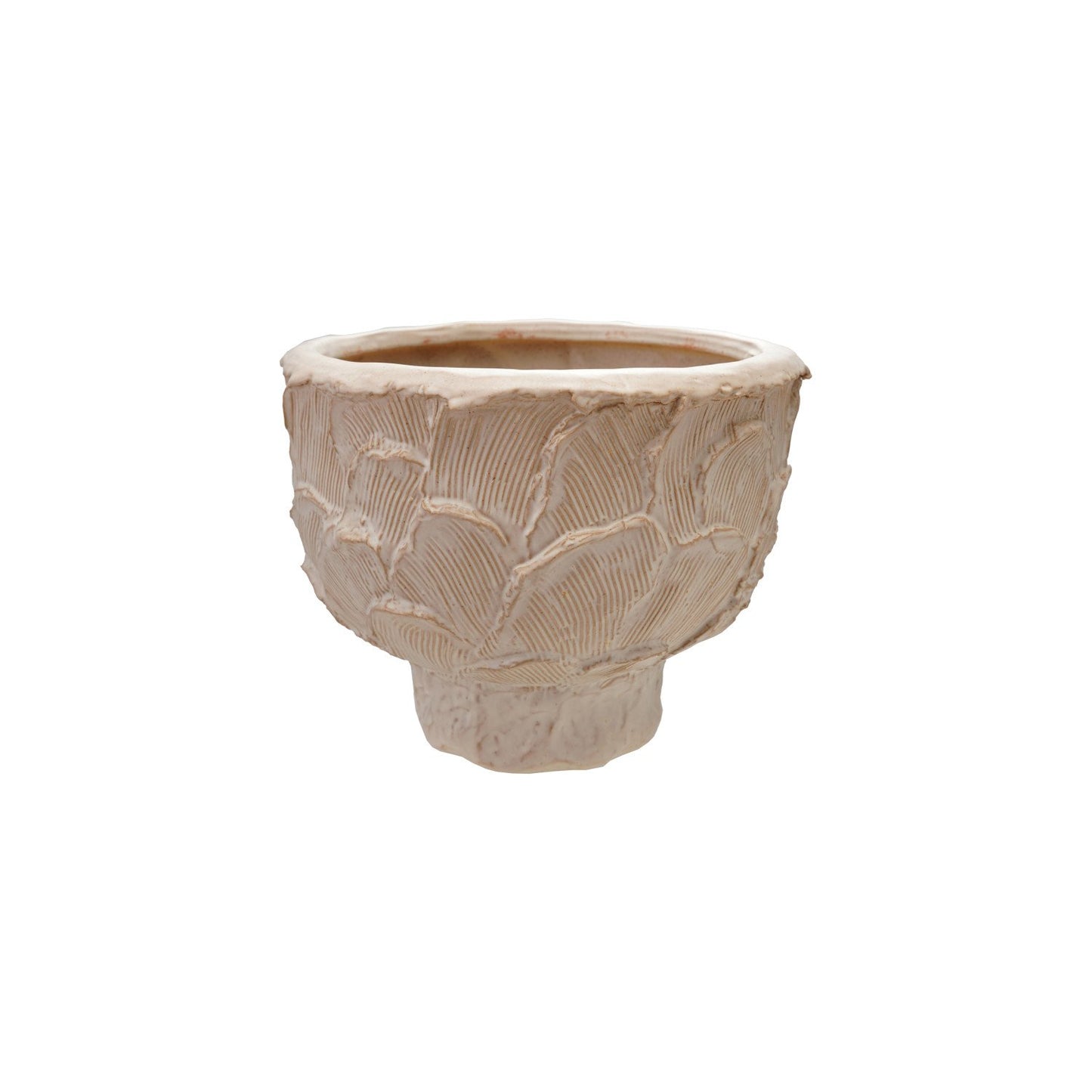 Embossed Stoneware Planter with Textured Pattern (Holds 9" Pot)