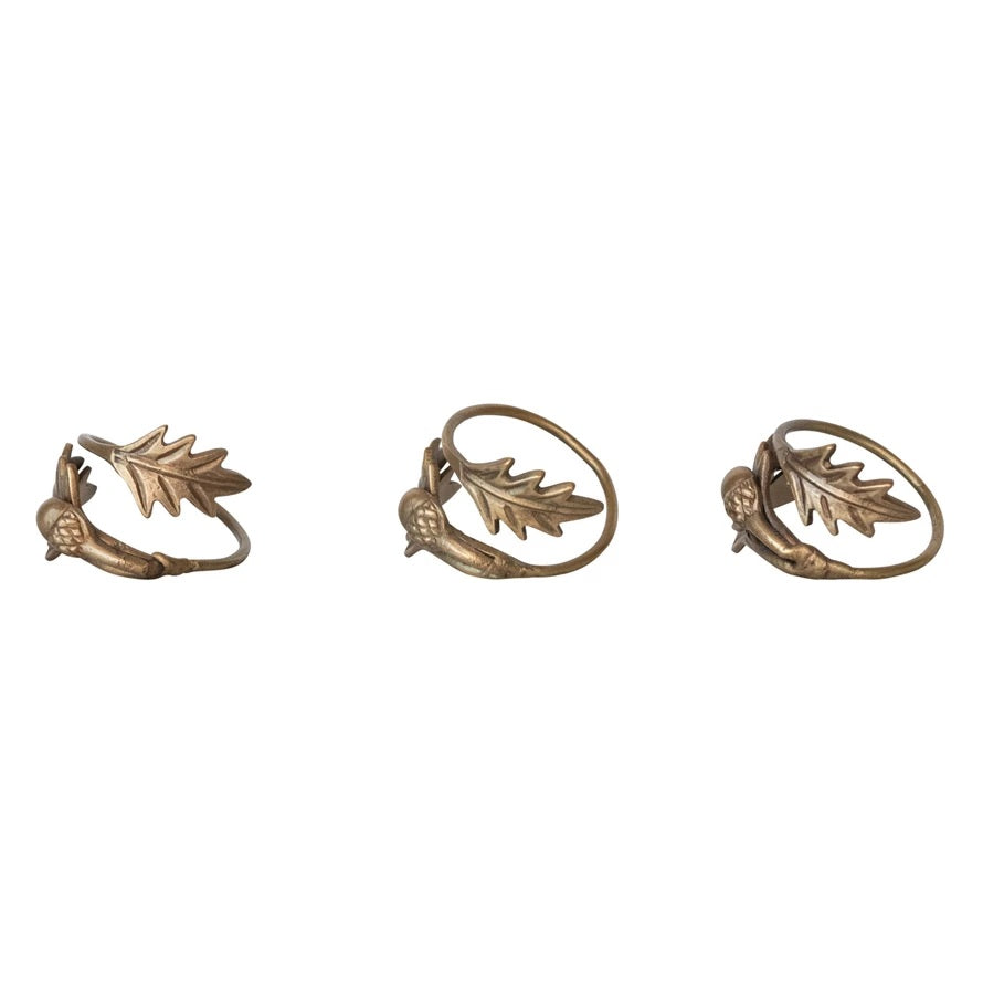 Brass Leaves & Acorn Napkin Ring