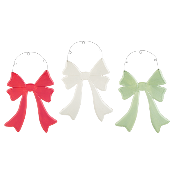 Painted Wood Bow Ornament