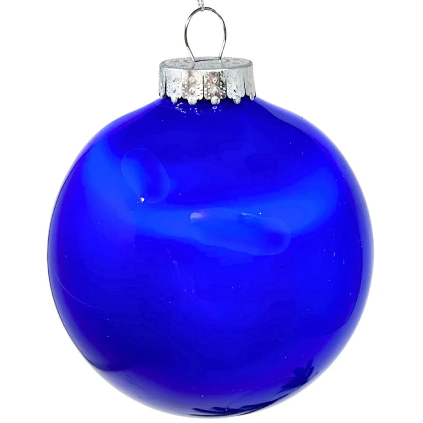 Plastic Pearl Finish Ball Ornament - Cobalt