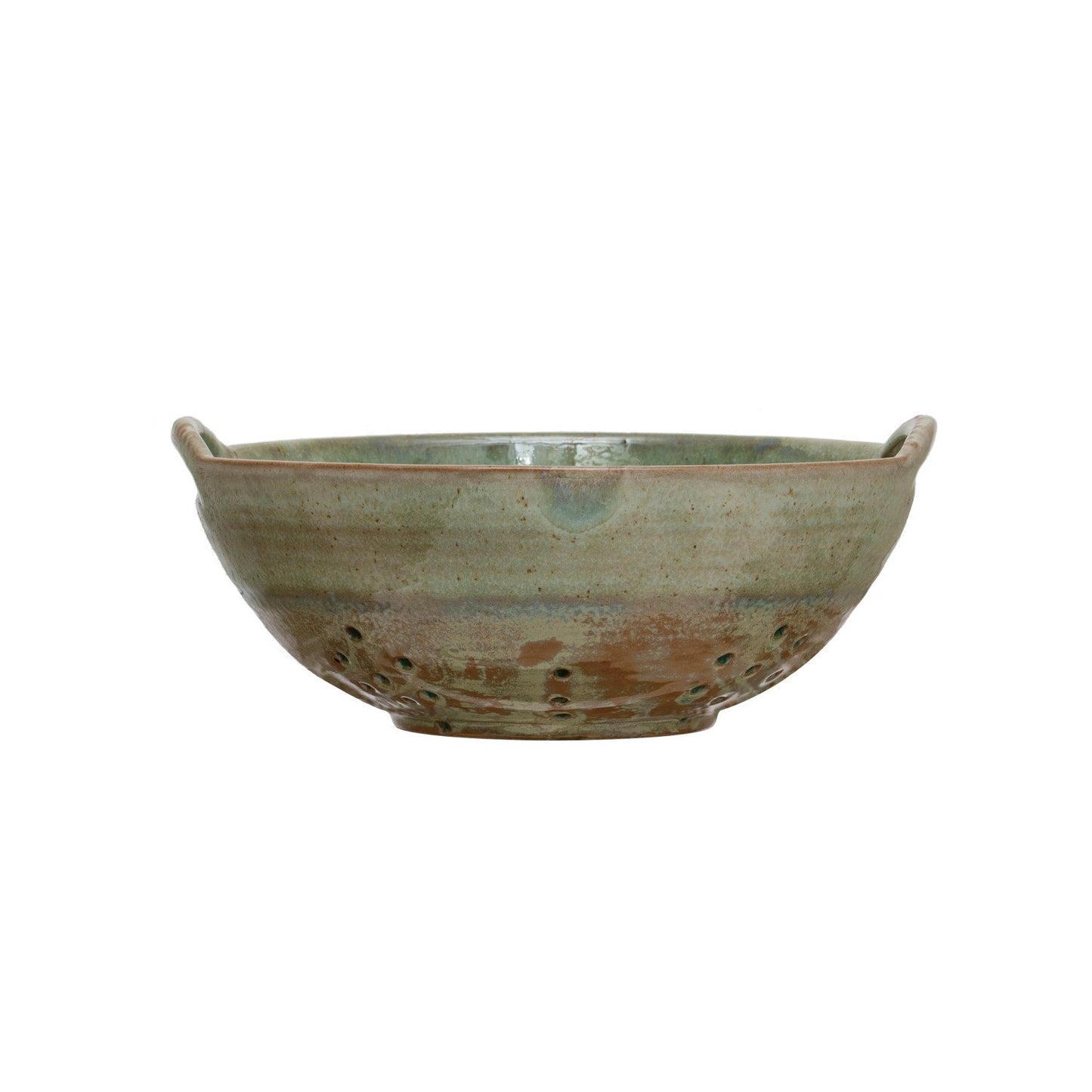 Stoneware Berry Bowl w/ Handles, Aqua (Each One Will Vary)