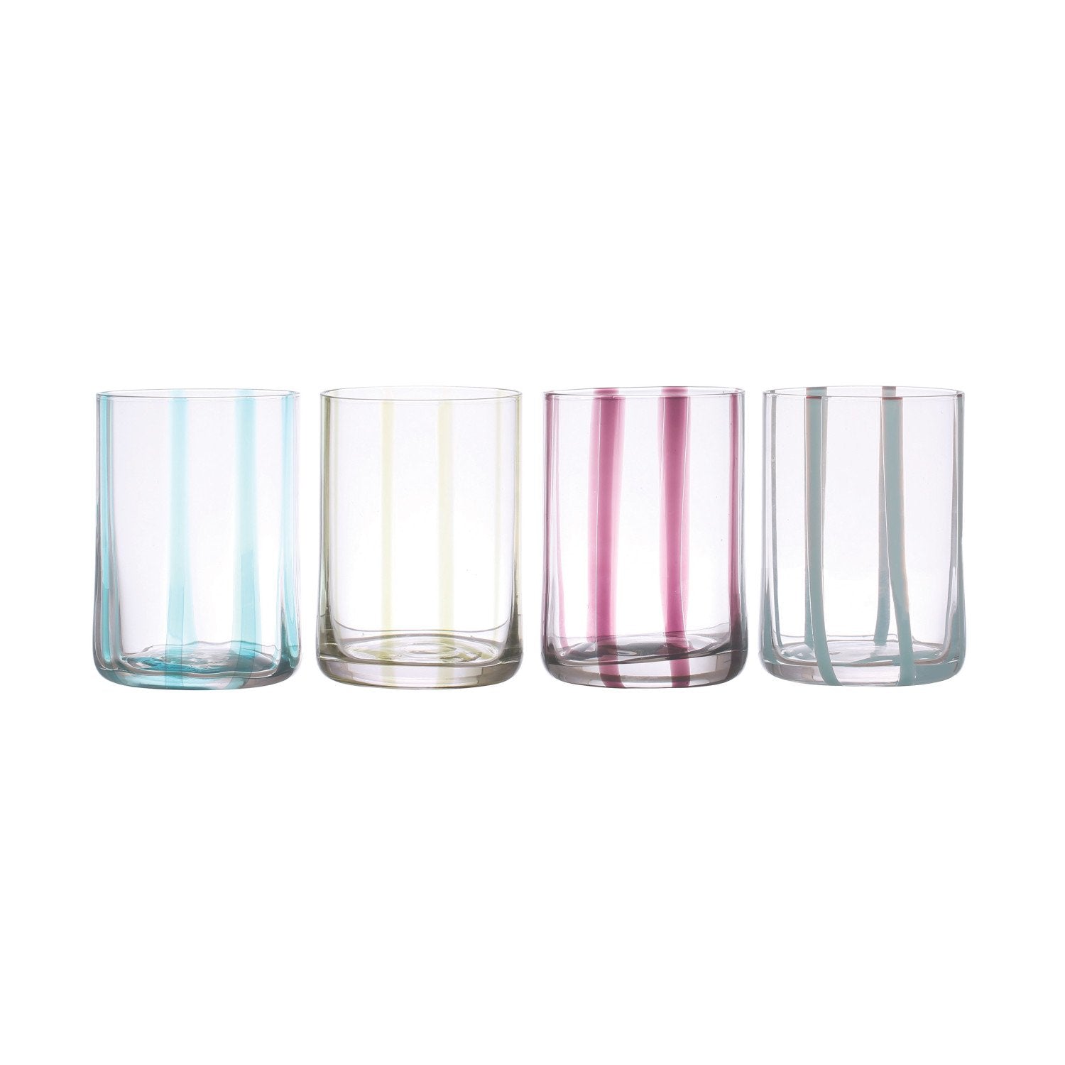 12 oz. Hand-Painted Drinking Glass w/ Stripes, 4 Colors