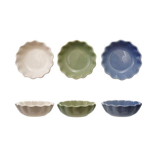 Stoneware Scalloped Bowl, 3 Colors