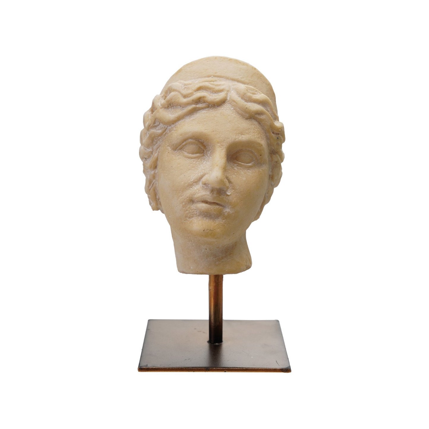 Resin Bust with Black & Copper Finish Metal Stand, Cream Color