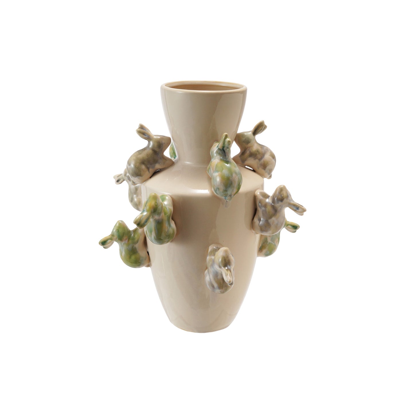 Stoneware Vase with Rabbits