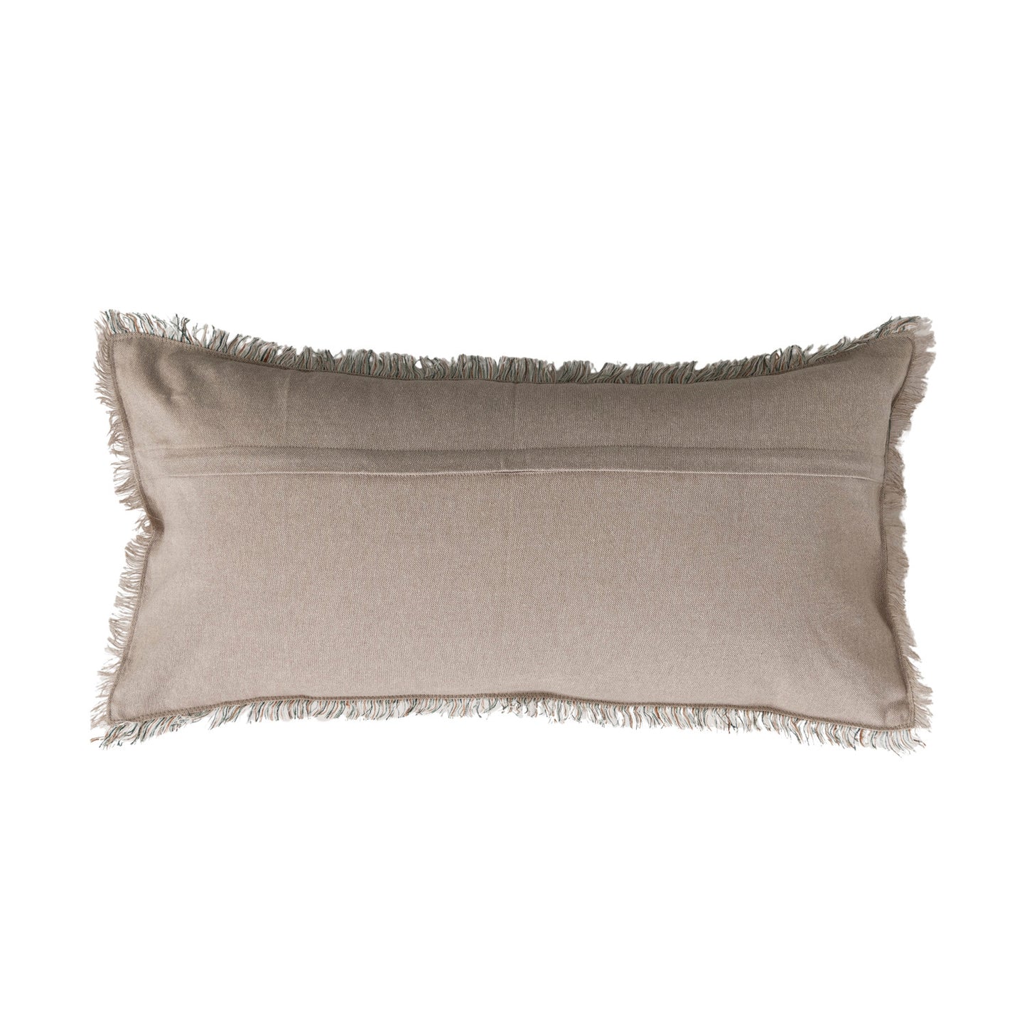 Woven Cotton & Linen Striped Lumbar Pillow with Eyelash Fringe