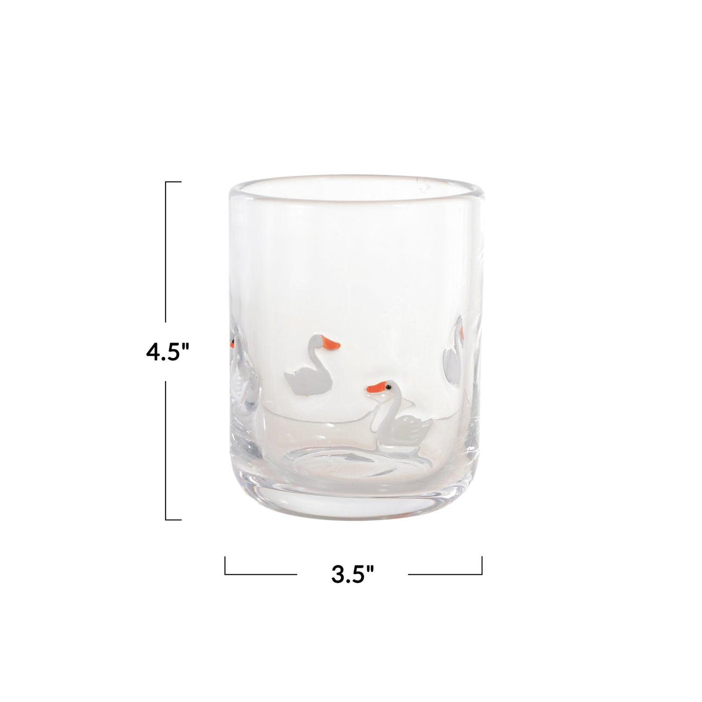 White Swan Embedded Drinking Glass