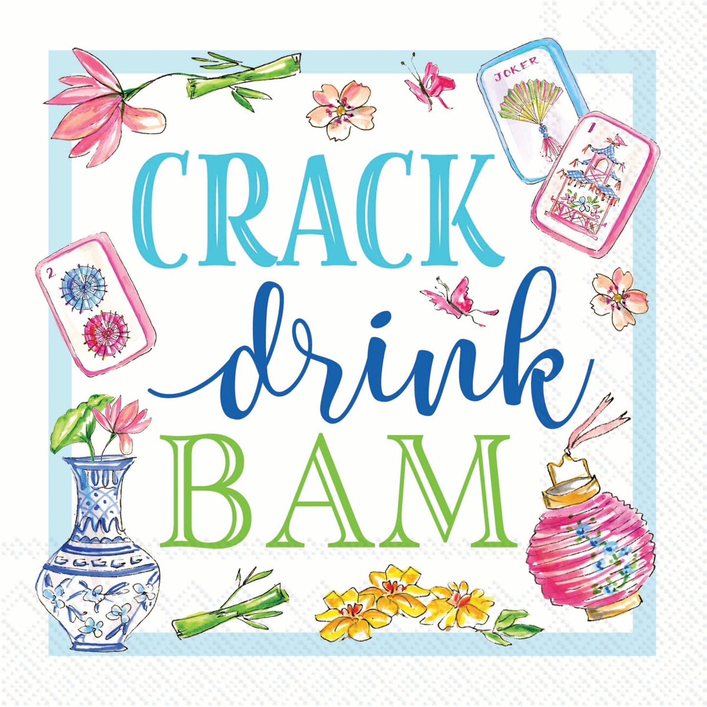 Mahjong Crack Drink Bam Cocktail Napkin