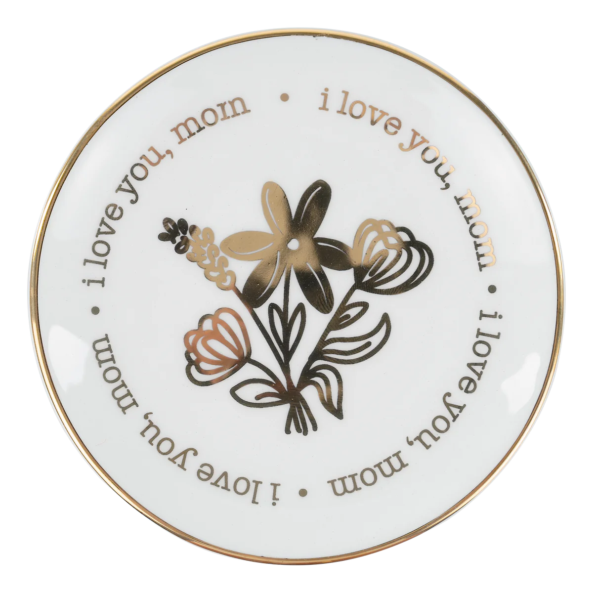"I Love You Mom" Gold Trinket Tray