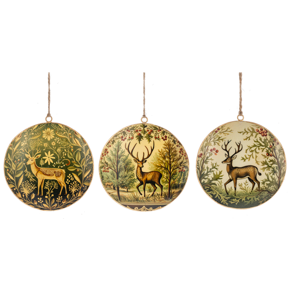 Stag Round Glass Ornament