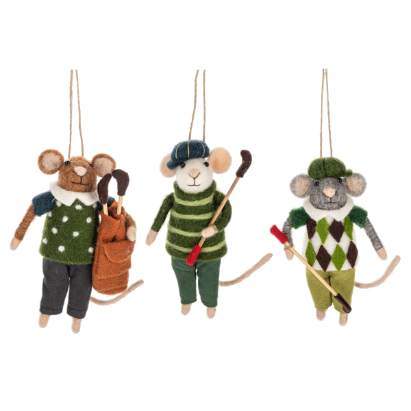 Felt Golf Mouse Ornament
