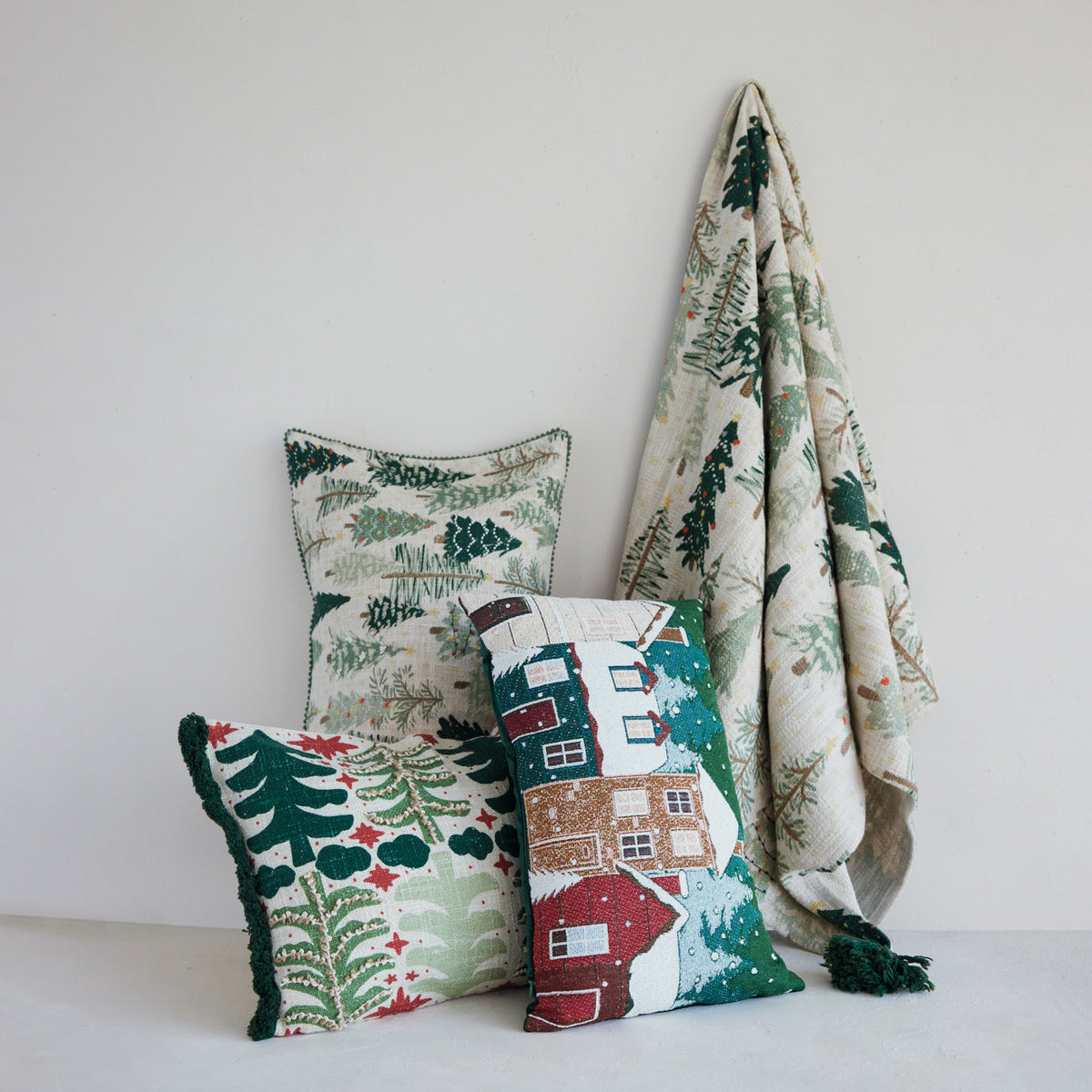 Lumbar Pillow with Tree Pattern