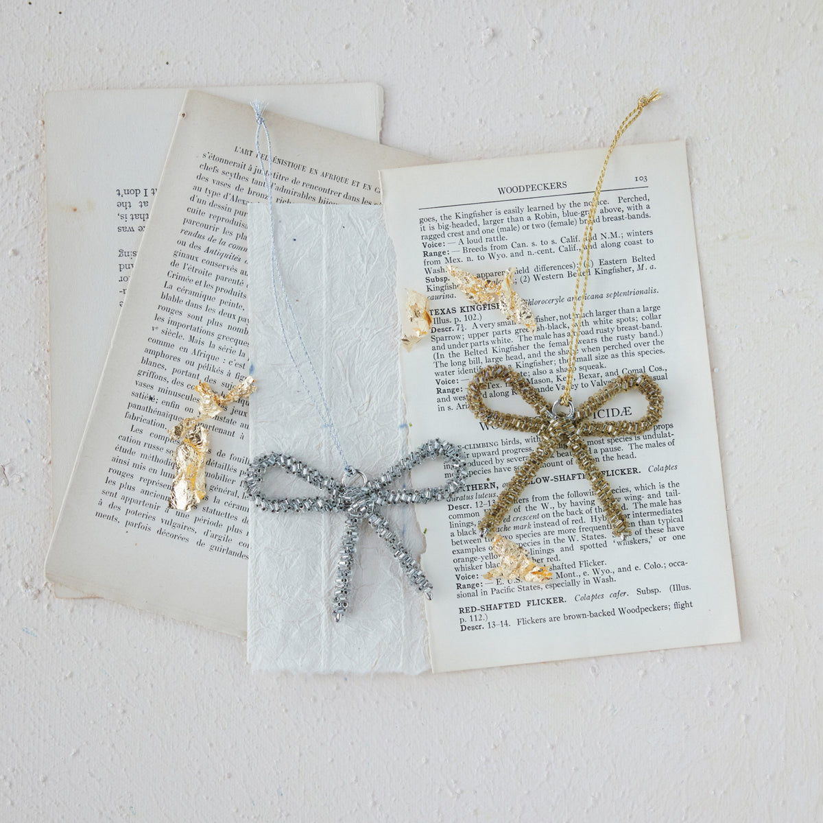 Glass Beaded Metal Bow Ornament