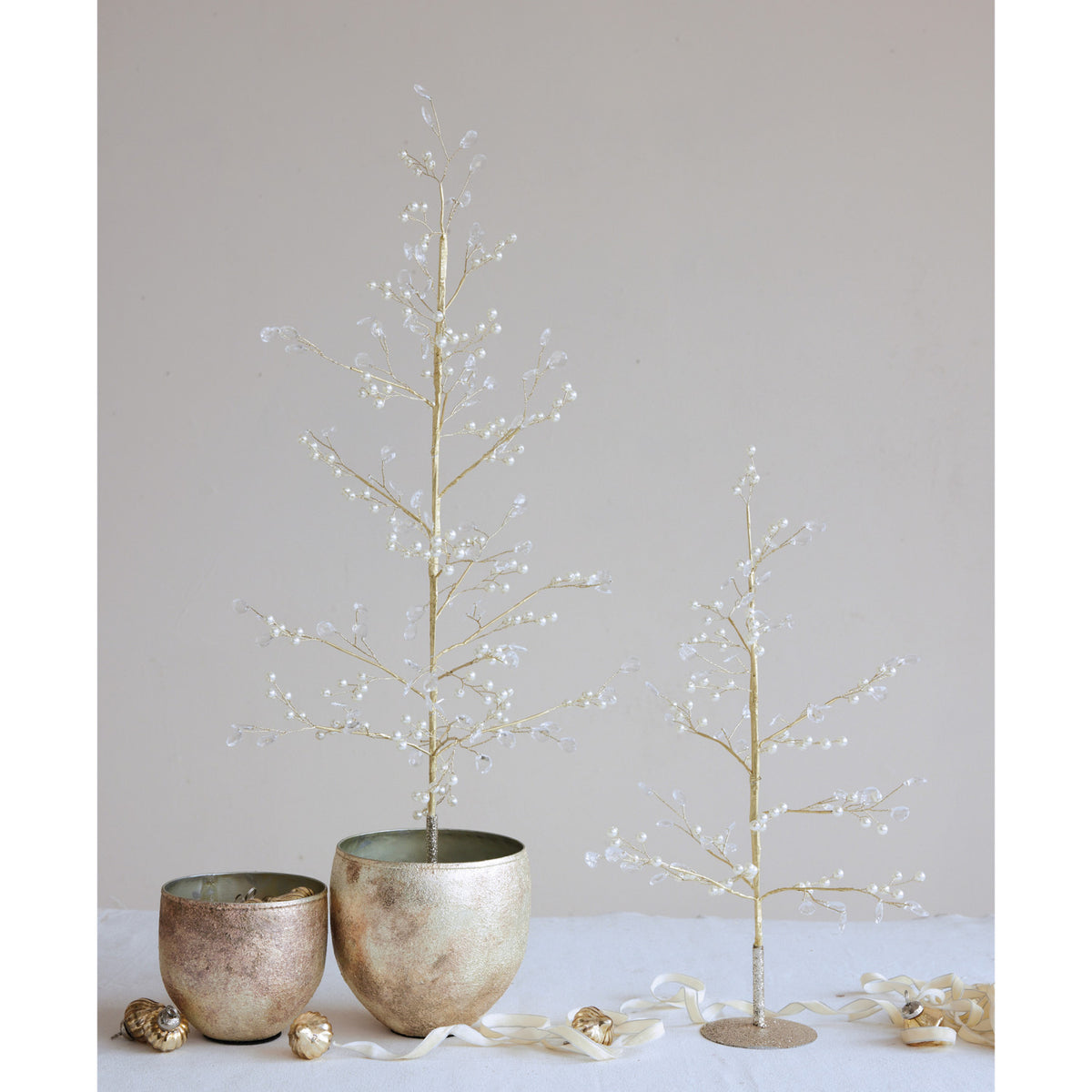 Faux Pearl, Acrylic Jewel & Metal Wire Tree