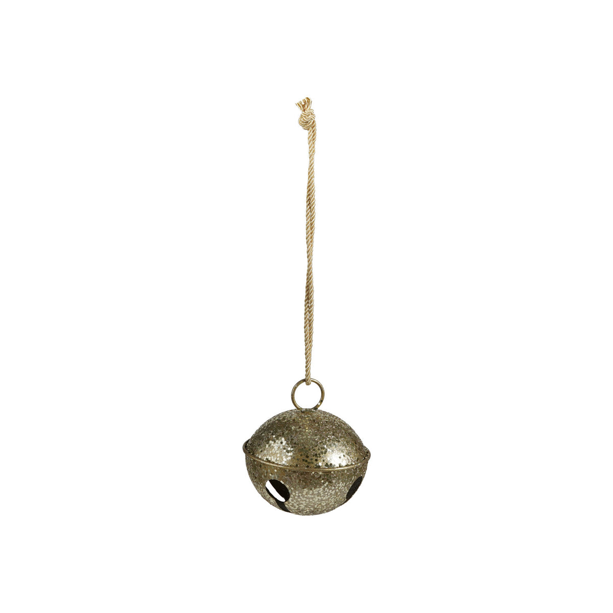 Metal Bell Ornament Gold Glitter Finish