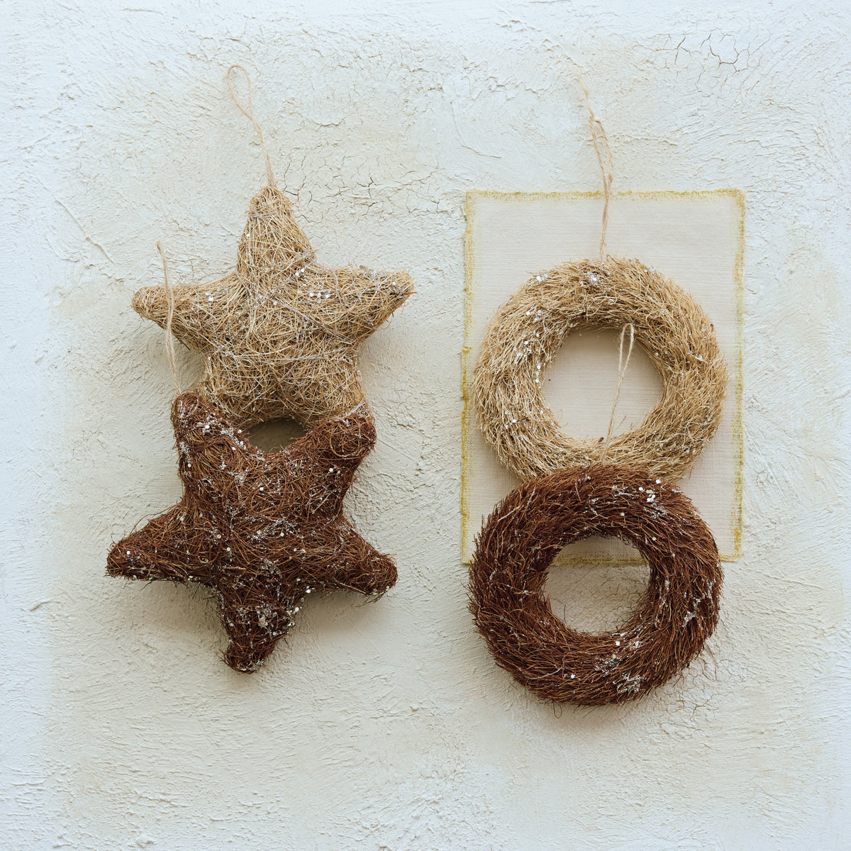 Grass Star Ornament with Glitter