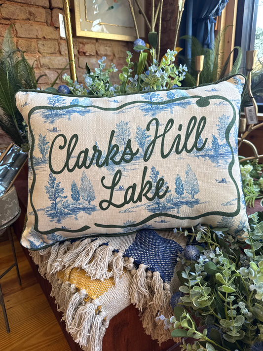 Clarks Hill Lake Pillow with Toile Background