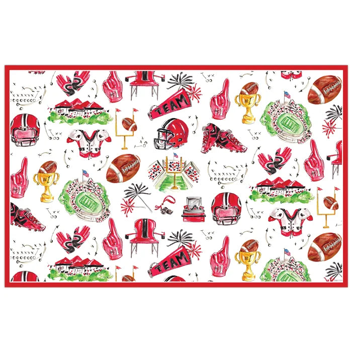 Red and Black Football Icons Pattern Placemat