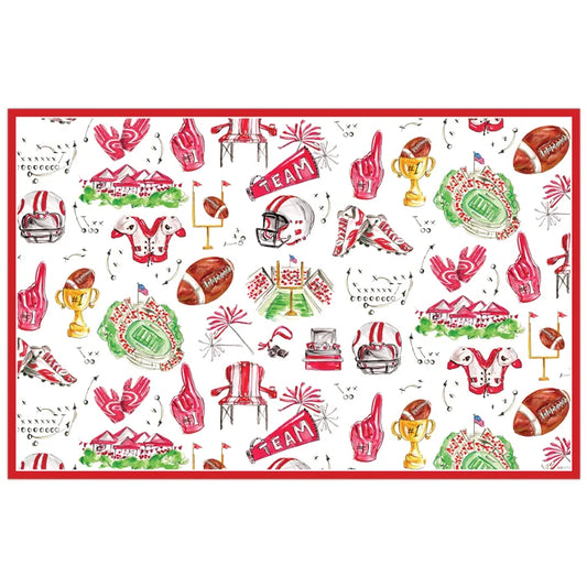 Red and Gray Football Icons Pattern Placemat