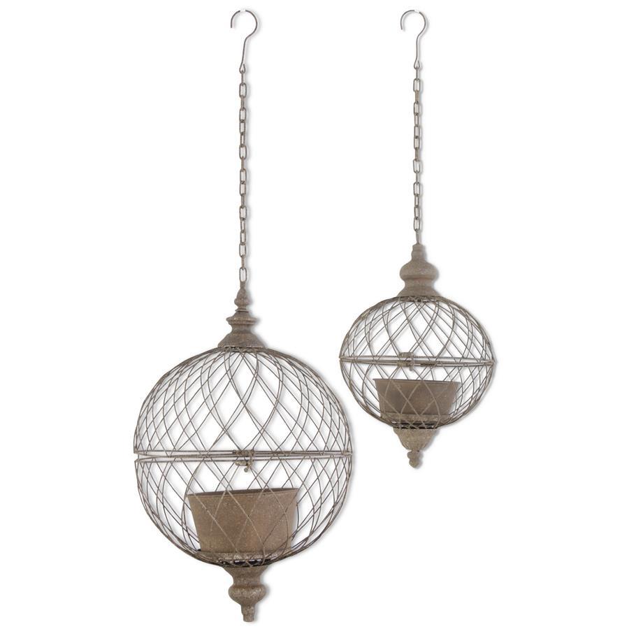 Rustic Wire Hanging Cage Planters