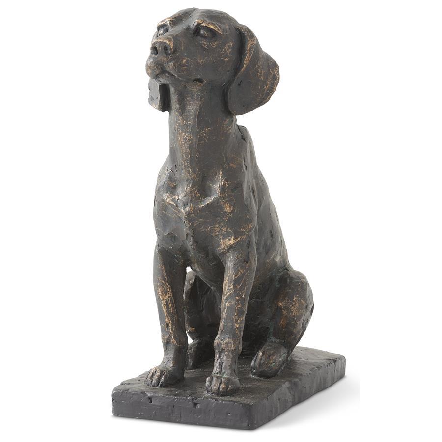 Sitting Resin Dog on Black Base