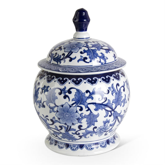 Ceramic Blue & White Ginger Jar with Lid
