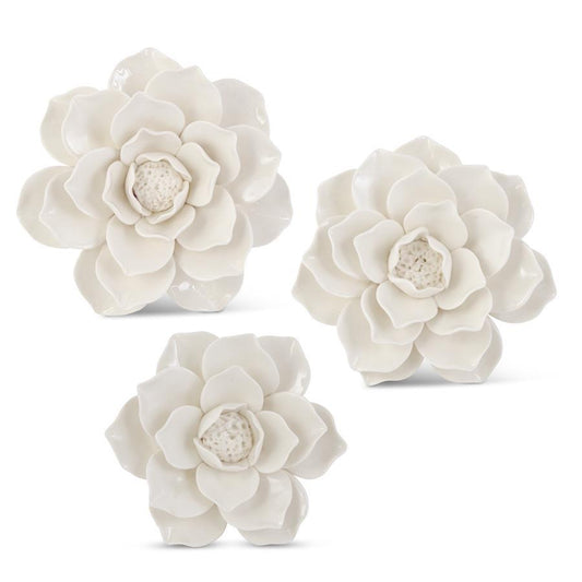 White Wall Hanging Ceramic Flower