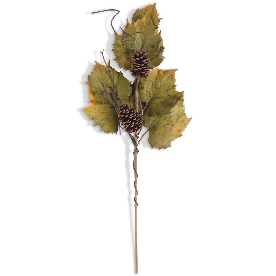 Green & Orange Trim Grape Leaves Stem