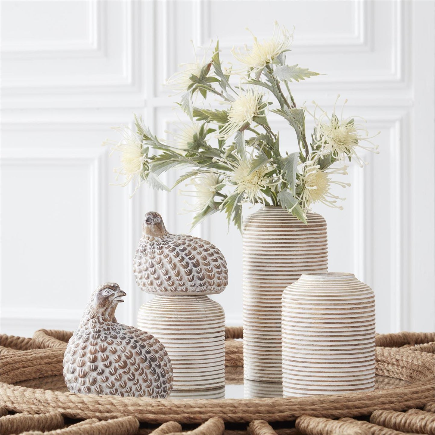 Whitewashed Resin Quail