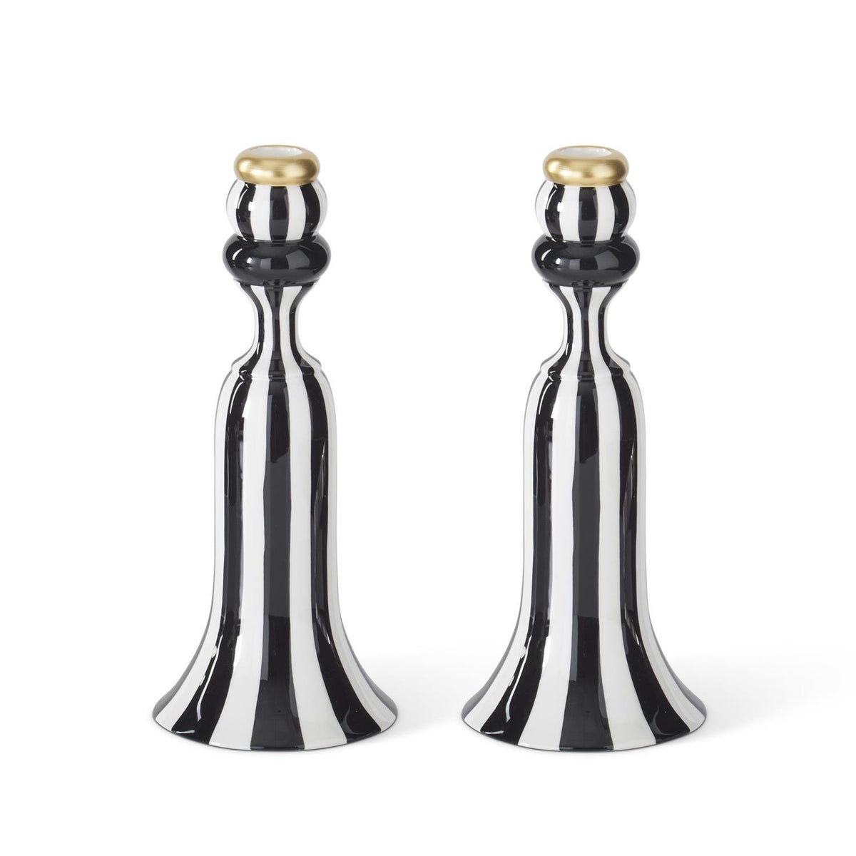 Striped Ceramic Taper Candleholders
