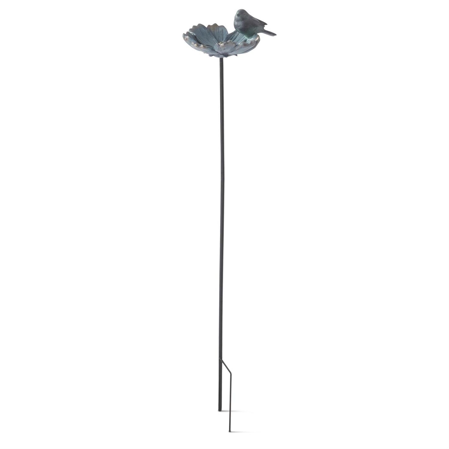 Blue & Copper Resin Flower & Bird Decorative Garden Stake