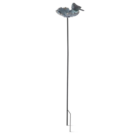 Blue & Copper Resin Flower & Bird Decorative Garden Stake