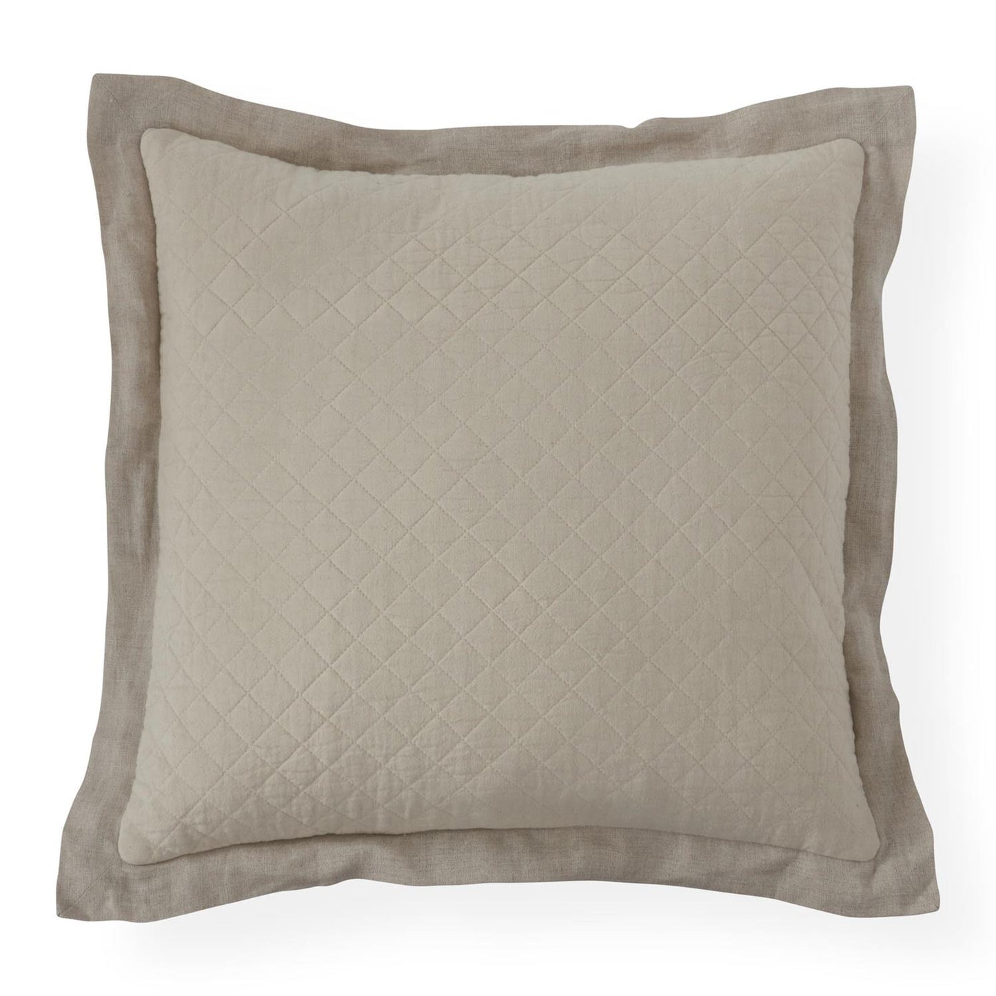 Ivory Diamond Quilted Pillow w/ Linen Flange