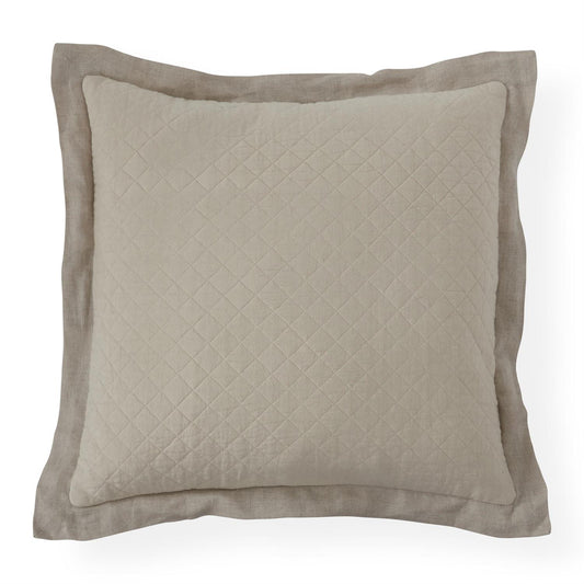 Ivory Diamond Quilted Pillow w/ Linen Flange