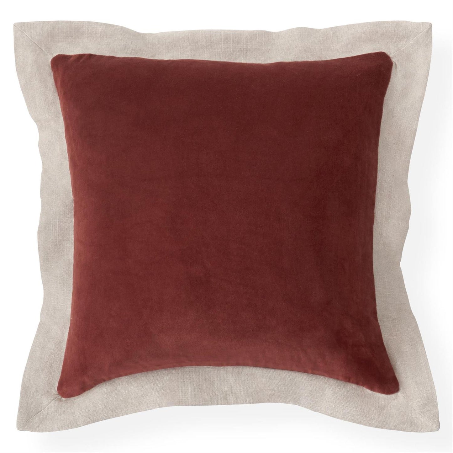Cotton Velvet Pillow w/ Burlap Flange