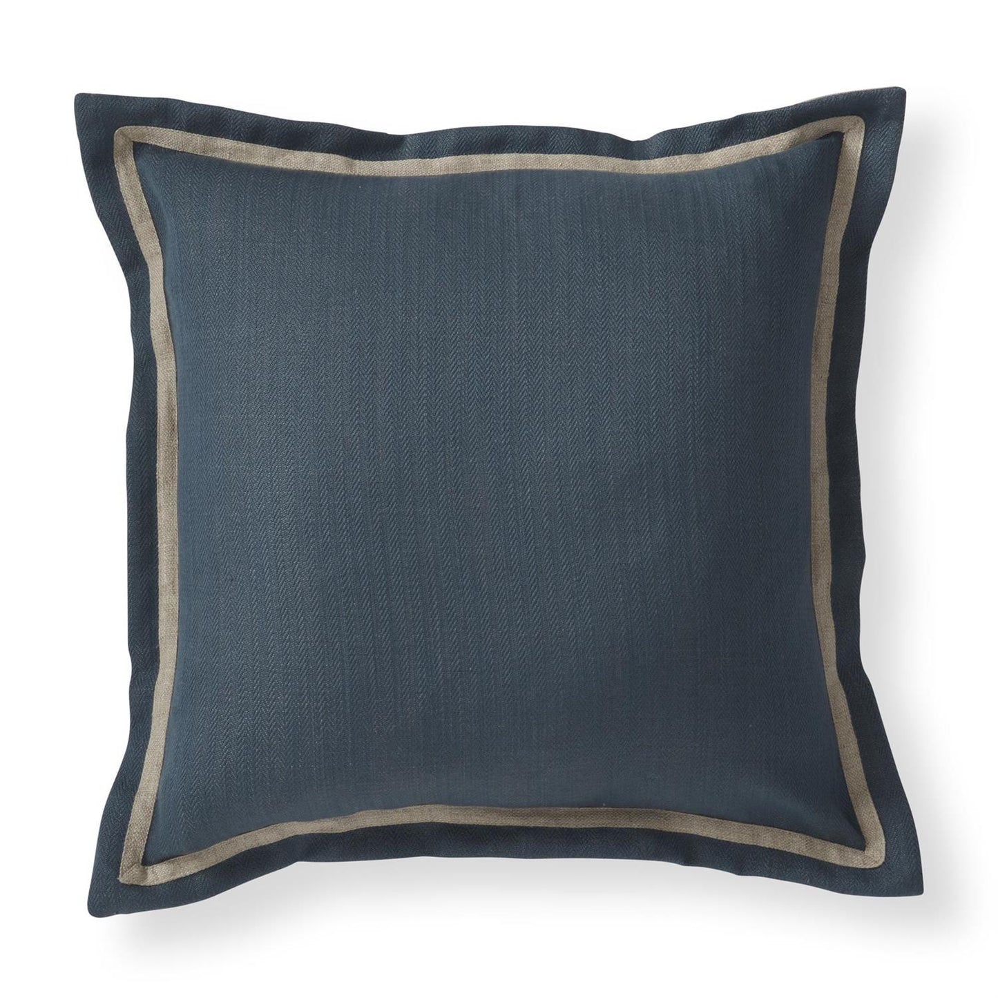 Blue Herringbone Jute Border Pillow