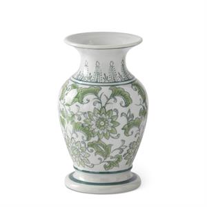 Green & White Ceramic Chinoiserie Bud Vases