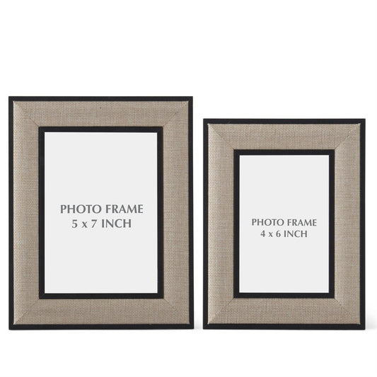 Black Wood and Linen Photo Frames