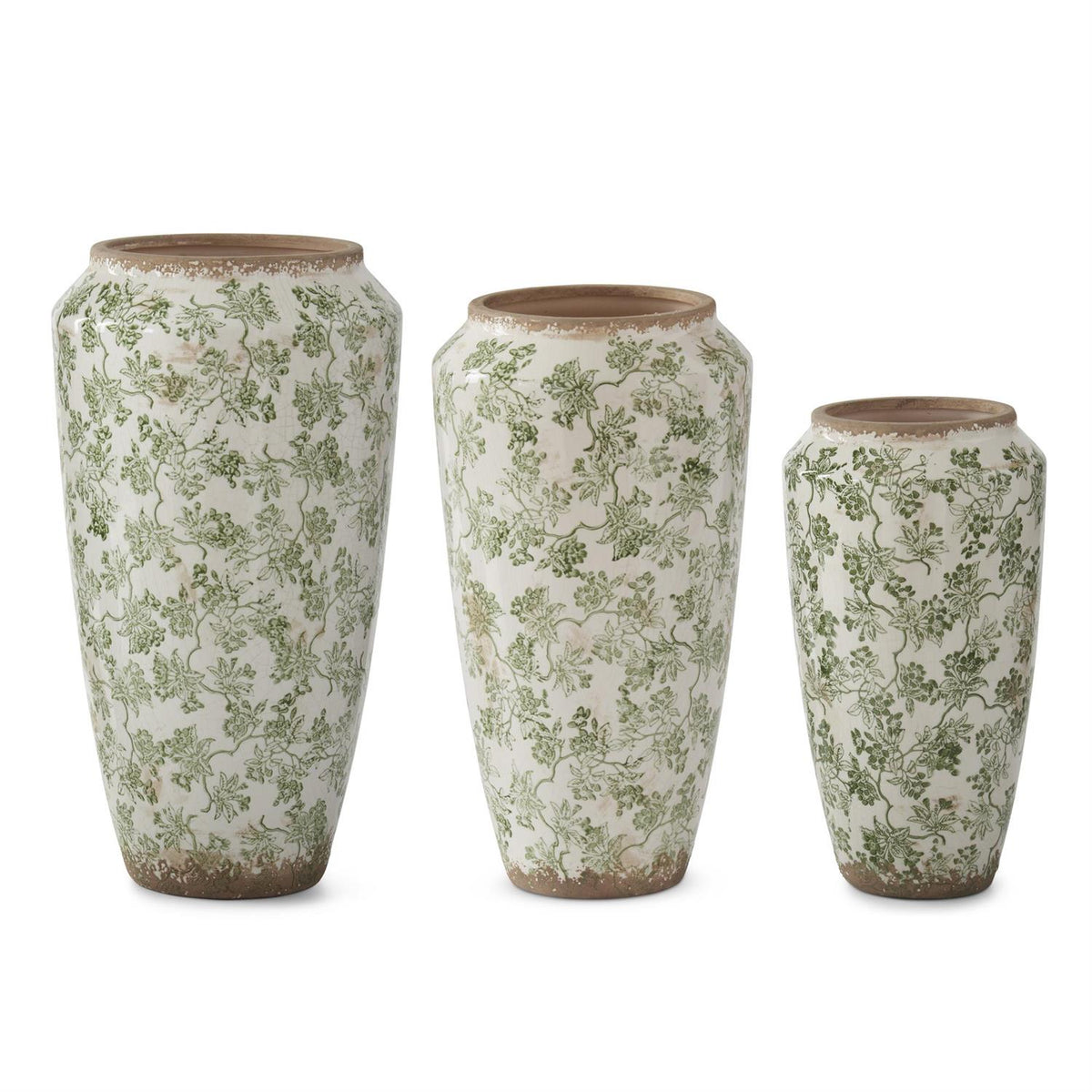 Crackled Ceramic Chinoiserie Vase