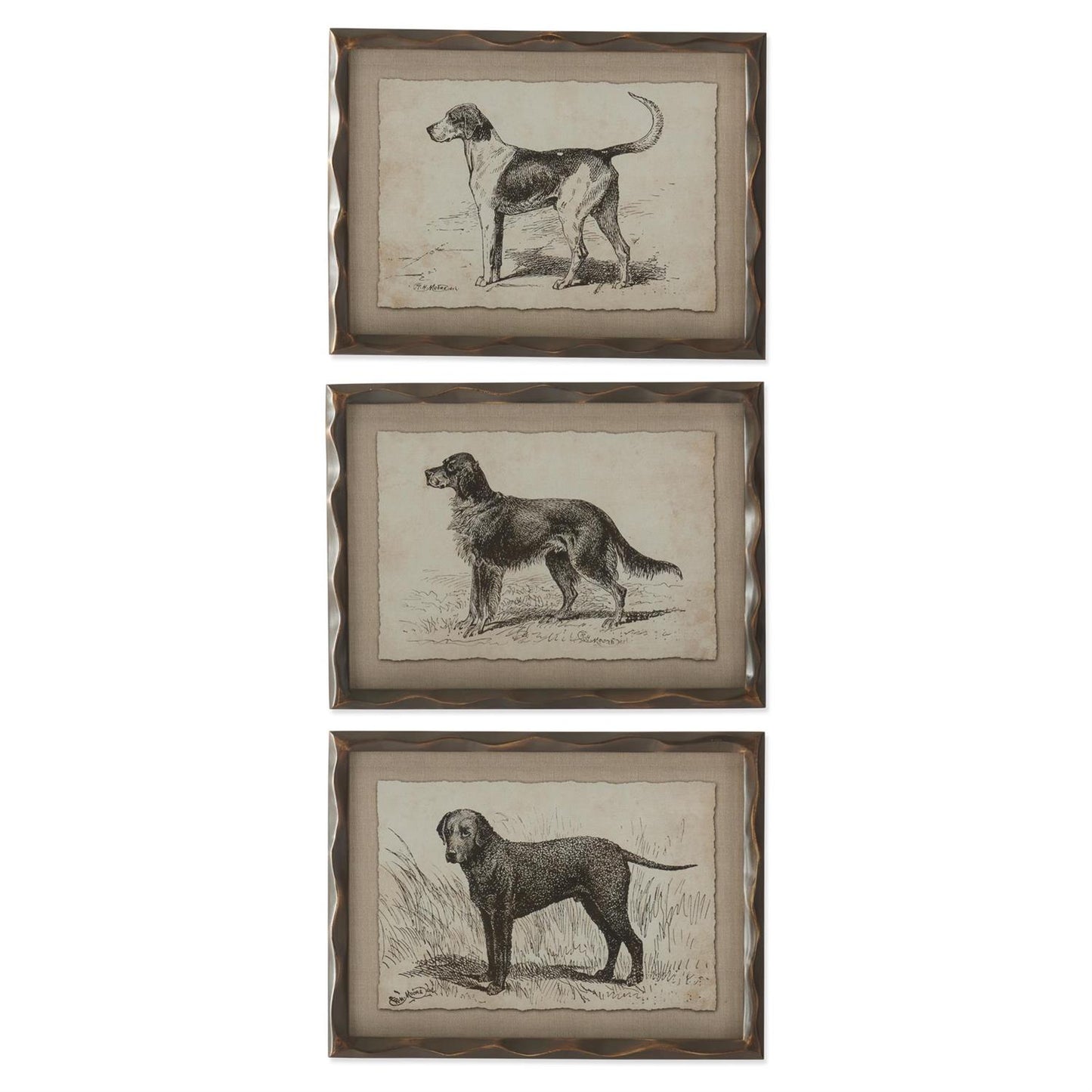 Ornate Brown Wood Framed Dog Print