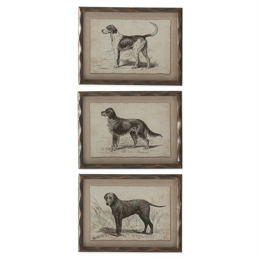 Ornate Brown Wood Framed Dog Print