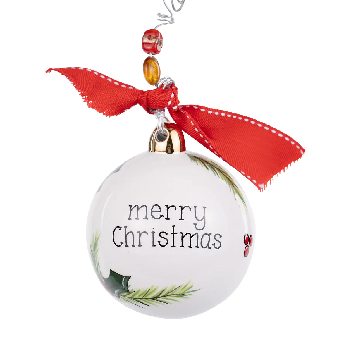 Merry Christmas Red Bird & Branches Ornament