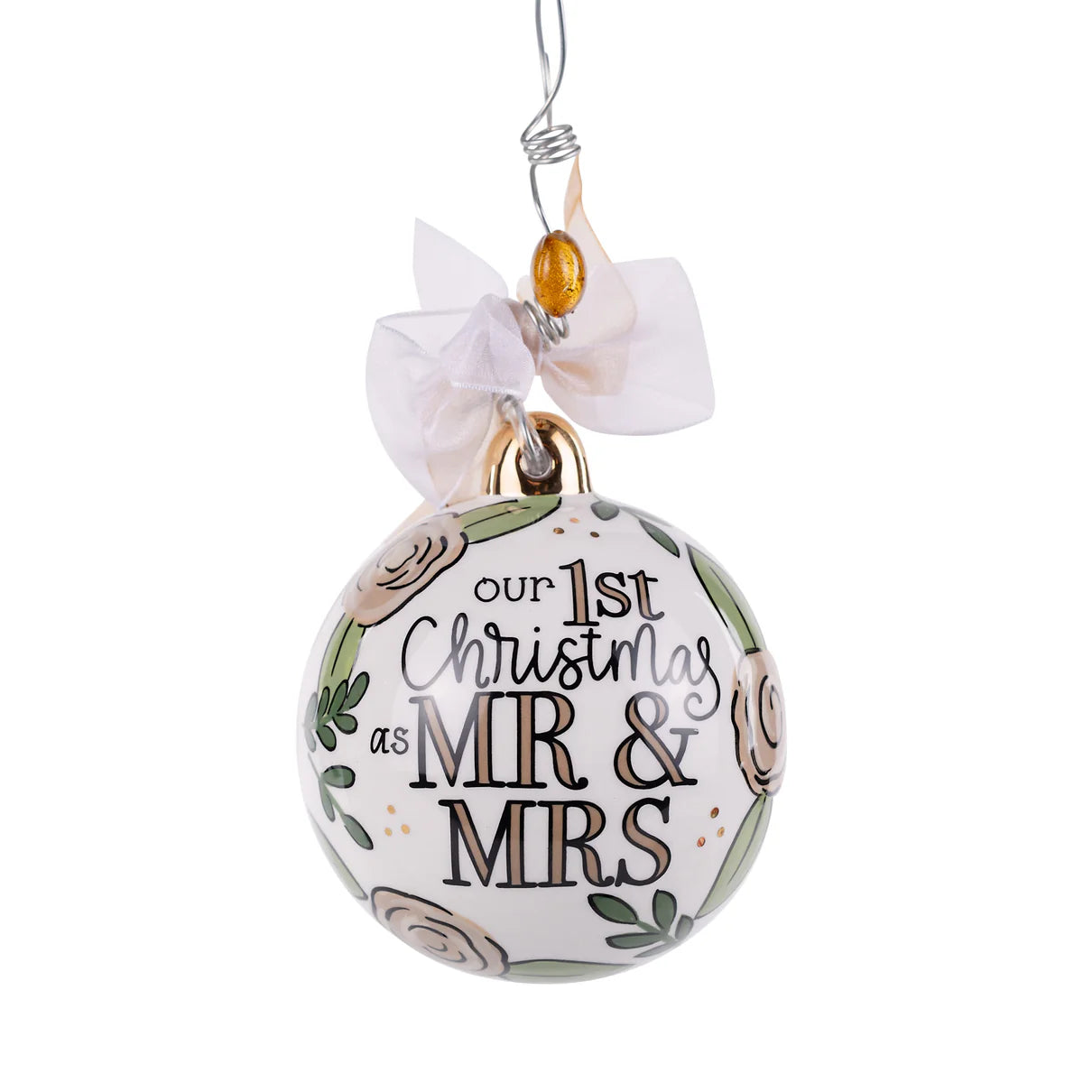 Gold Mr & Mrs 1st Christmas Ornament