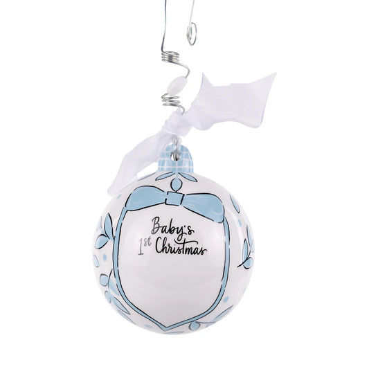 Blue Bowtie Boy's 1st Christmas Ceramic Ornament