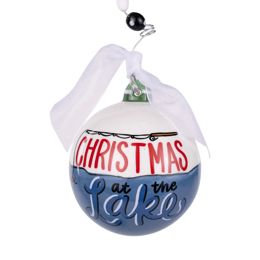 Lake Life with Santa Ceramic Ornament